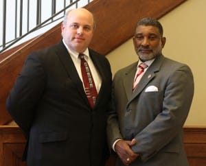 Marvin Moak, left, dean of the Vicksburg-Warren Campus, and Rep. Oscar Denton of Vicksburg