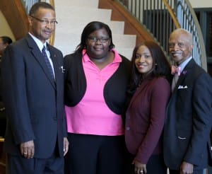 Sen. Sollie Norwood of Jackson, Hinds student Adrienne Banks of Jackson, who attends Jackson Campus-Academic/Technical Center, Hinds Community College Single Stop district coordinator Taheera Hoskins and Sen. Hillman Frazier of Jackson.