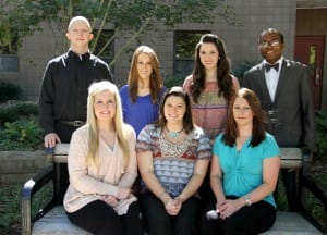 Officers include, front from left, Haylee Jones of Harrisville, vice president of membership; Destany Raines of Florence, president; Kristina Middleton of Brandon, vice president of leadership; back, Brayden Witcher of Brandon, recording secretary/officer; Kristen Miley of Forrest, vice president of fellowship; Victoria Nielsen of Pearl, vice president of service and Joshua Taylor of Flowood, vice president of scholarship. Not pictured is Dylan Vaccaro, public relations secretary.