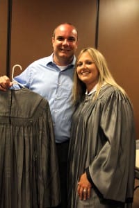 Joseph Stephen Donnell Jr. of Brandon, left, and Lindsey Lynn of Vicksburg received an Associate Degree in Nursing from Hinds Community College on July 30 in a summer ceremony at the Muse Center on the Rankin Campus.