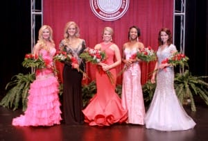 The top five Eagle Beauty Revue Beauties are, from left, Shelby Simmons, Meagan Barnhart, Mary Meeker Jones (Most Beautiful), Alisha Hickinbottom and Brennon McDowell. They were selected from 46 contestants at the annual pageant held Nov. 19 on the Raymond Campus of Hinds Community College. April Garon/Hinds Community College