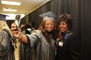 Shetara Granger of Jackson gets a selfie with nursing navigator Delores Garner. Granger received an Associate Degree in Nursing from Hinds Community College on Dec. 18.