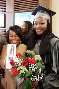 Ashley Hollins was on hand for the Dec. 18 Hinds Community College graduation of her friend Lateesha Taylor of Brandon, who received a degree in practical nursing.