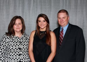 Among those recognized was Emily Still of Pelahatchie, center, who received the Norman and Suzanna Session Scholarship. Pictured with her are Dr. and Mrs. Norman Session, of Brandon.