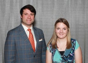 Among those recognized was Caitlyn Nichols of Brandon, right, who received the Mississippi Association of Petroleum Landmen Scholarship. With her is Bert Green of Jackson, representing the Mississippi Association of Petroleum Landmen.