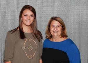 Among those recognized was Shelby Baker of Florence, left, who received the Hinds Community College Education Association Scholarship. With her is Lisa Davis of Raymond, president of the HCCEA.