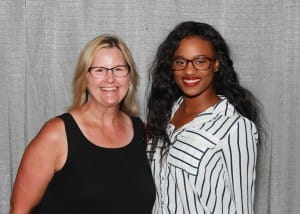 Among those recognized was Darvier Jones of Memphis, right, who received the Marvin and Virginia Riggs Scholarship. She is shown with Angela Hite, director of the Hinds Hi-Steppers.