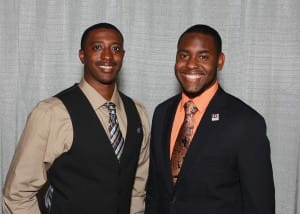 Among those recognized was Dominic Jackson of Mendenhall, right, who received the Associated Student Government Scholarship. With him is Keith Williams of Edwards, left, who is an ASG adviser on the Raymond Campus.