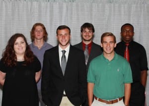 Among those recognized was Shelby Carroll of Clinton, front from left, Joseph Warren of Raymond, Caleb Pace of Terry; back, Mason Sollie of Raymond, Wyatt O’Keefe of Terry and Taylor Little of Crystal Springs, all of whom received the Charlie Griffin Scholarship.