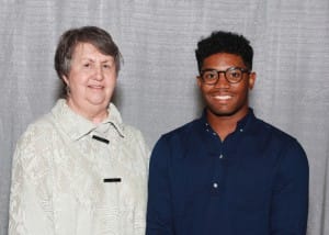 Among those recognized are Cartez Posey of Clinton, who received the Malcolm and Fredna Cockerham Scholarship. He is shown with Fredna Cockerham of Terry.
