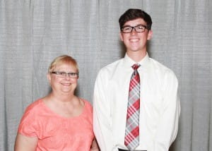 Among those recognized was Walker Staten of Clinton, who received the J.C. “Sonny” McDonald Scholarship. With him is Jan McDonald Hopkins of Madison.
