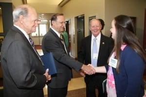 Rep. Ray Rogers of Pearl, Sen. Dean Kirby of Pearl, Rep. Tom Weathersby of Florence and Hinds Community College student Nicole Rigsby of Brandon.