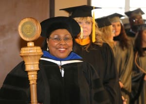 Dr. Joyce Jenkins, retired Hinds Community College dean for Raymond Campus Career-Technical Education was the grand marshal and mace bearer for the nursing and allied health graduation ceremony on Dec. 16