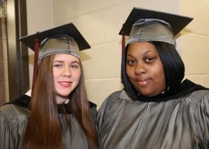 Jessica Pierce of Morton, left, and Ametra Enochs of Jackson graduated from the Health Care Assisting program at Hinds Community College on Dec. 16 in a ceremony at the Muse Center on the Rankin Campus.