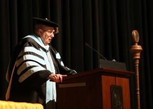 Hinds Community College President Dr. Clyde Muse addresses nursing and allied health graduates at the Dec. 16 ceremony at the Muse Center on the Rankin Campus.