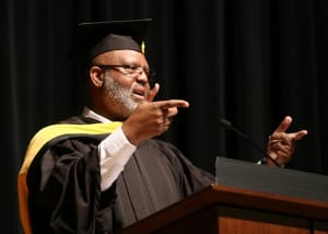 Dexter Holloway, assistant executive director for Workforce and Economic Development with the Mississippi Community College Board, addresses nursing and allied health graduates on Dec. 16 at Hinds Community College’s Rankin Campus.