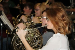 French horn players play their parts during a concert of the Hinds Community College Wind Ensemble. (Hinds Community College/File)