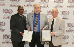 Vicksburg Mayor George Flaggs, Hinds President Dr. Clyde Muse and Warren County Board of Supervisors President Richard George