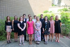 From left, Angela Cole, Molly Graef, Summer Dunlap, Alexis Frederick; back row, MaKenzie Downs, Madison Brunt, Joshua Williamson, Trevor Williams, Corey Lovette, Dylan Smith, Rachel Clements and Camryn Willoughby, all of Brandon (Hinds Community College/April Garon)