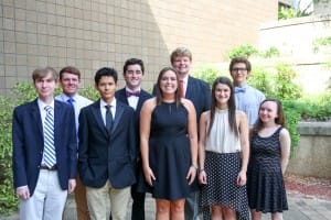 New chapter officers, from left, Win Winstead, of Pelahatchie, Carlos Martinez, of Pearl, Madison Brunt, of Brandon, Hannah Stovall, of Brandon, Claudia Nelson, of Flowood; back row, from left, Jacob Mahaffey, of Puckett, Josh Williamson, of Brandon, James Flickner, of Pelahatchie, Eric Kinan, of Florence (Hinds Community College/April Garon)